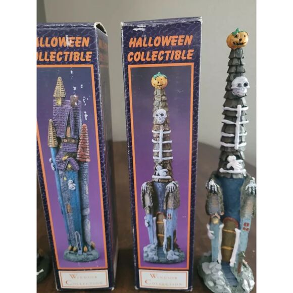 Windsor Collection Set of 2 Halloween Haunted House Tall 12"Collectibles w/Boxes - Picture 3 of 16